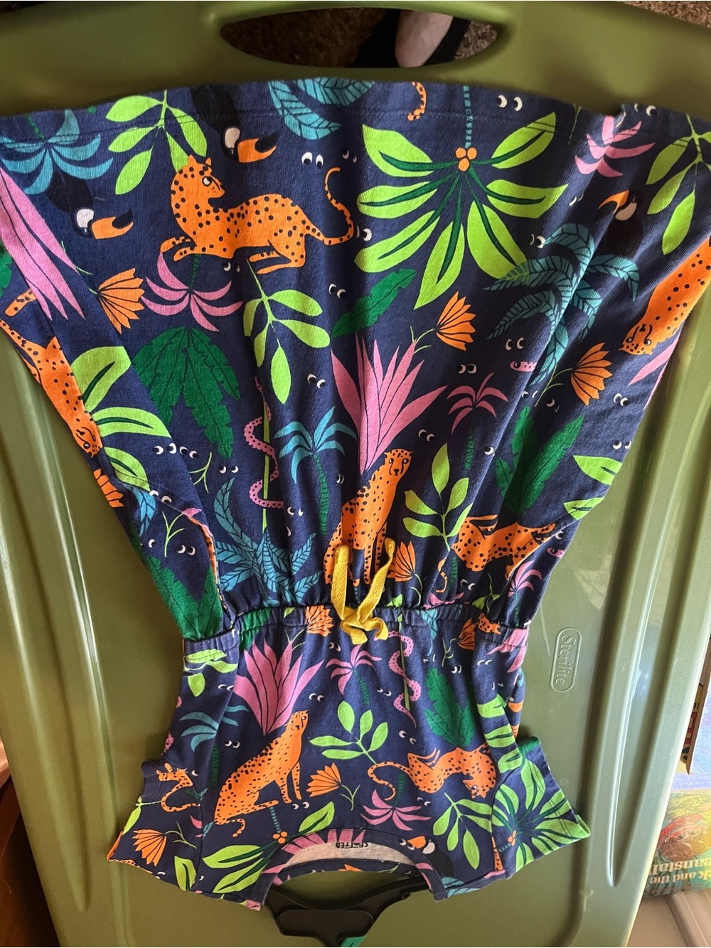 Girls' Navy Jungle Print Casual Dress with Orange Cheetahs - Unknown Brand